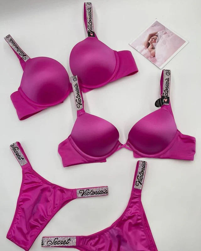 VICTORIA'S SECRET SOFT PUSH-UP BRA SET( SHOCKING-PINK🎀)