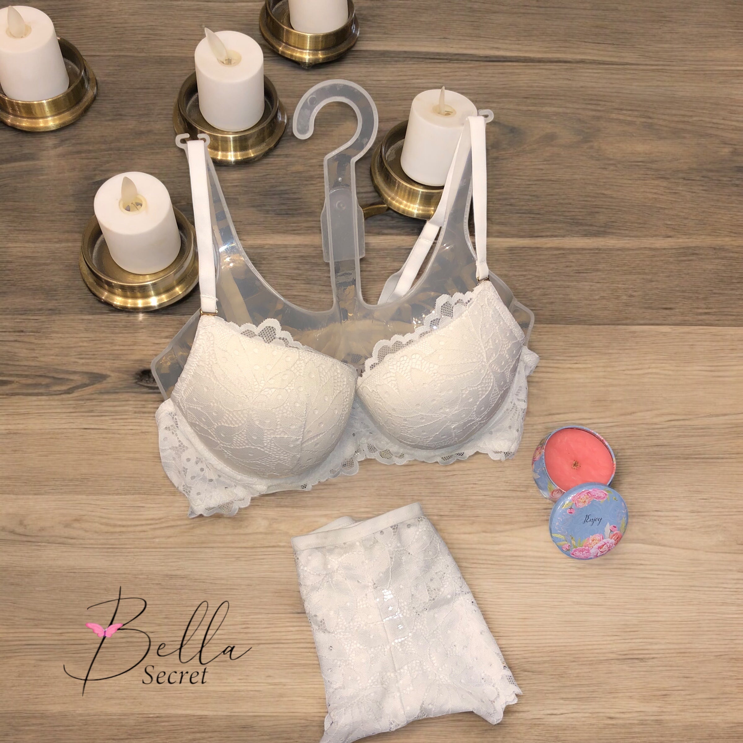 Fancy Premium Thin Pad Bra Set with Extra Straps