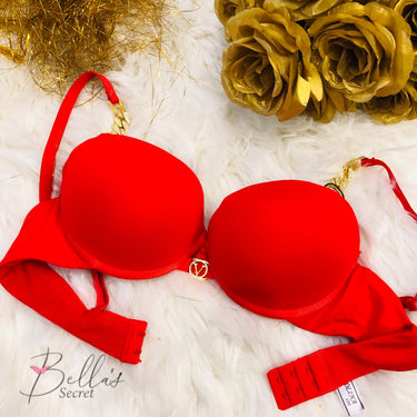 Fancy V Buckle Chain Push-Up Padded Bra