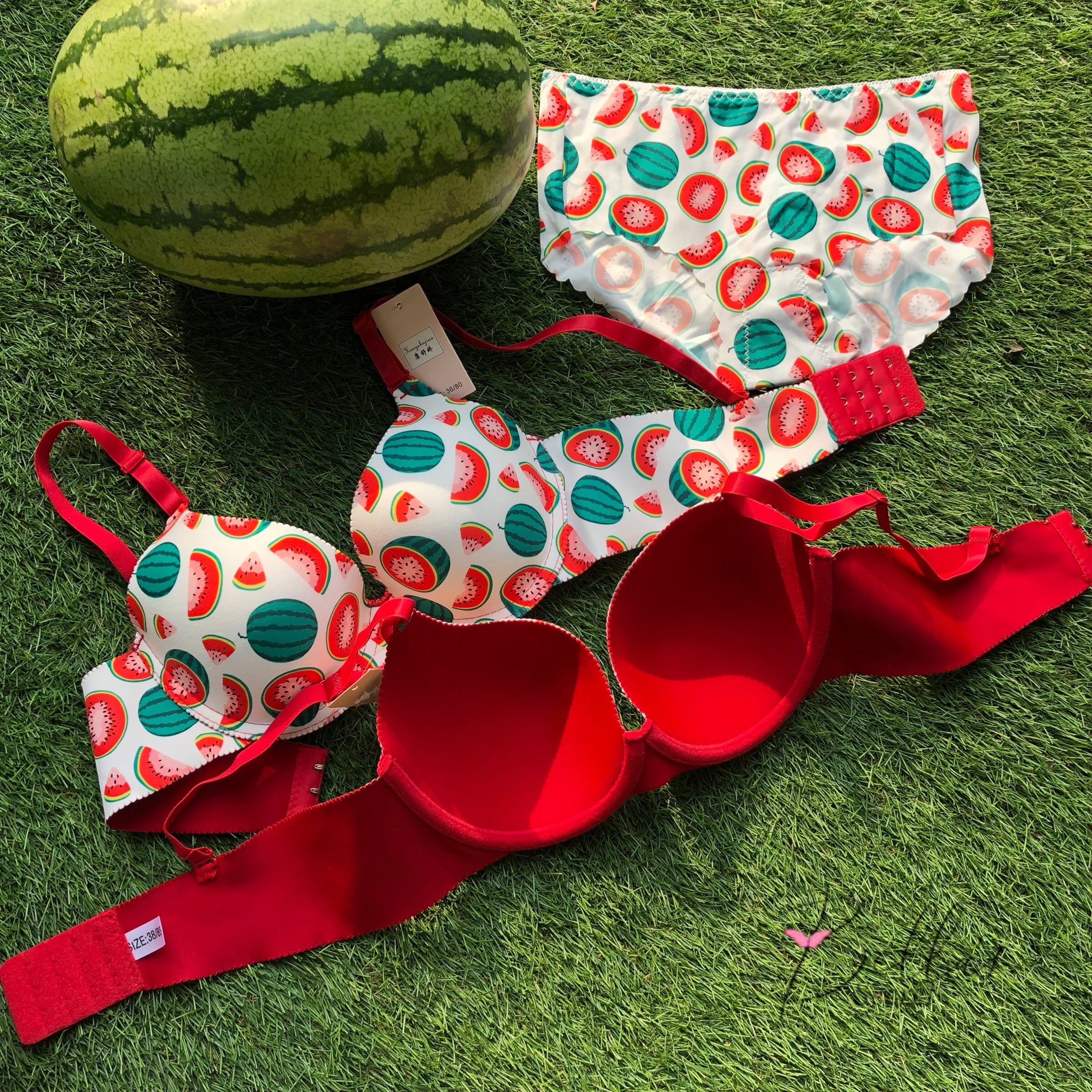 Strawberry & Water-Melon Soft Thin Pad Bra Sets