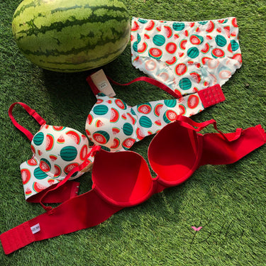 Strawberry & Water-Melon Soft Thin Pad Bra Sets