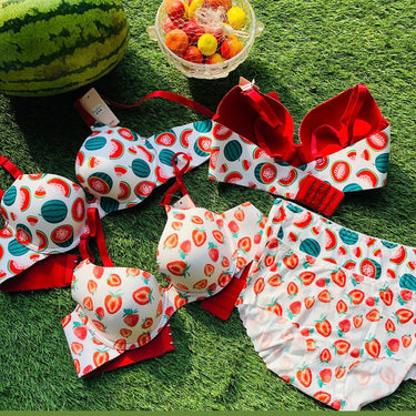 Strawberry & Water-Melon Soft Thin Pad Bra Sets