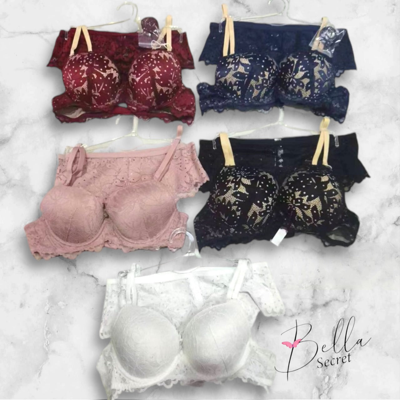 Fancy Premium Thin Pad Bra Set with Extra Straps