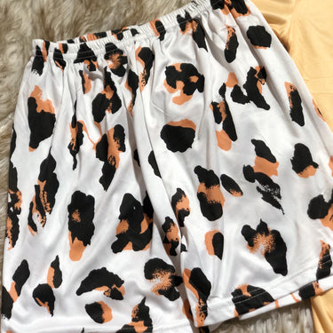 Milky Soft Silk Animated Brown Bear Three Piece Night Wear Trouser, Shirt and Short V4