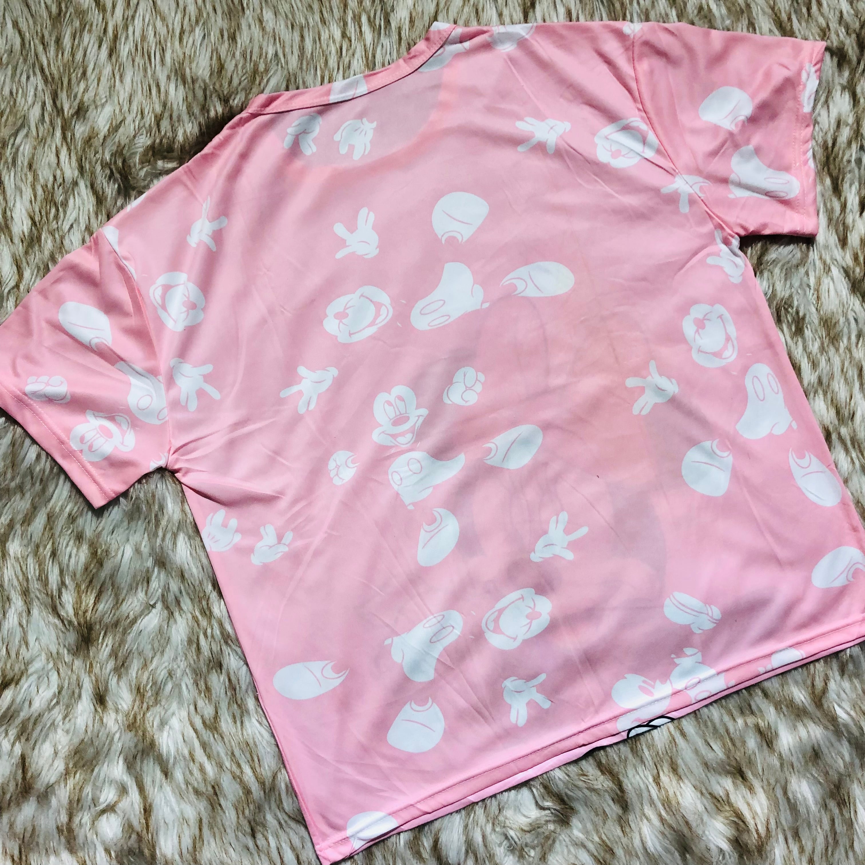 Milky Soft Silk Animated Minnie-MouseThree Piece Night-Wear (Trouser, Shirt and Short)V2