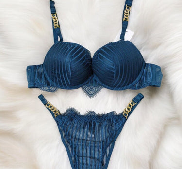 Aesthetic Gold Chain Push-Up Bra Set