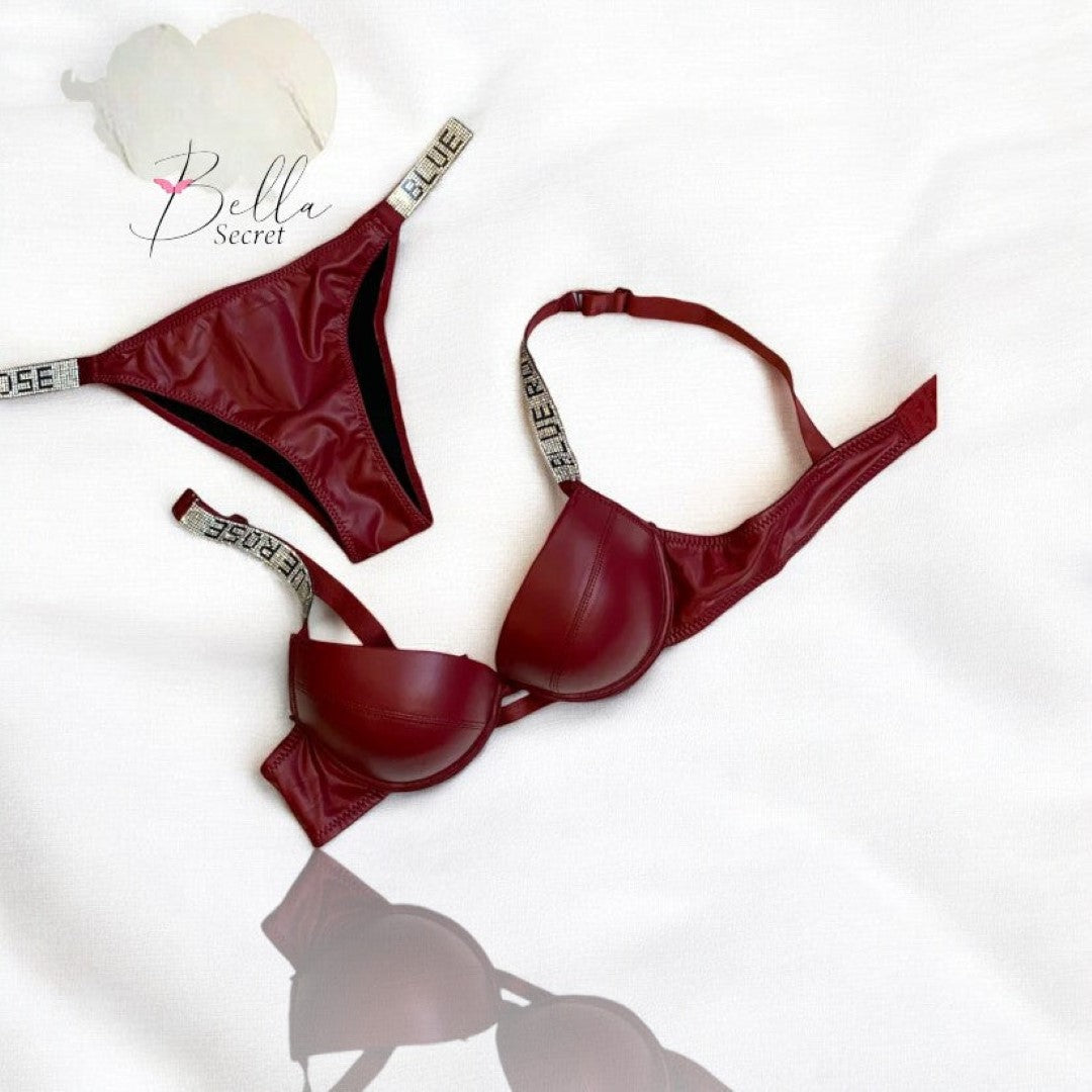 Exotic Leather Bra and Panty Set