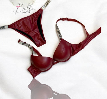 Exotic Leather Bra and Panty Set