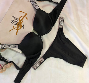 VICTORIA'S SECRET SOFT PUSH-UP BRA SET( Black 🖤🖤)