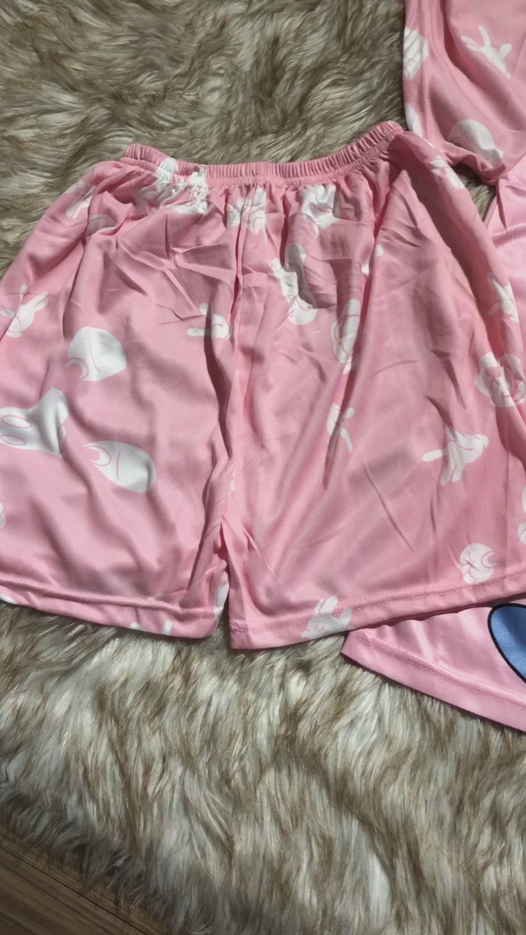 Milky Soft Silk Animated Minnie-MouseThree Piece Night-Wear (Trouser, Shirt and Short)V2
